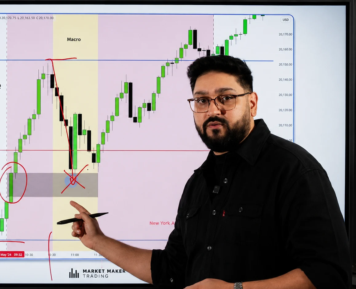 Ali Khan trading live on a real chart
